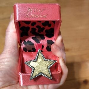 Vintage Betsey Johnson Gold Star Statement Sparkle Ring